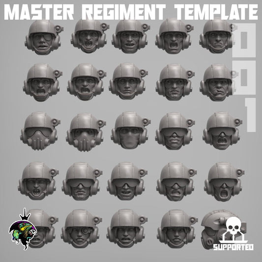 Master Regiment Head set, Modular Miniatures by Reptilian Overlords, Guard Conversion Bits