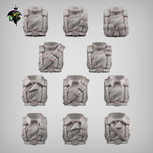 Miltunic Torso set, Modular Miniatures by Reptilian Overlords, Bits for Sci-Fi boardgames