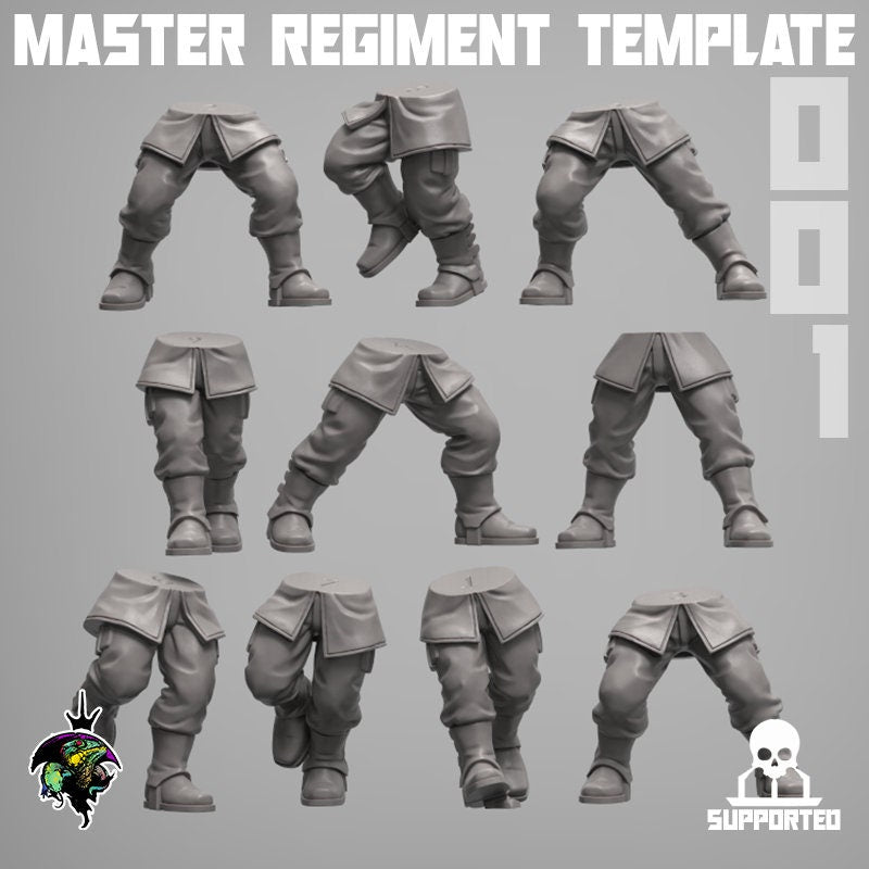 MRT Legs Set 001, Modular Imperial Guard Miniatures by Reptilian Overlords, Space Guard Bits for Sci-Fi Wargames
