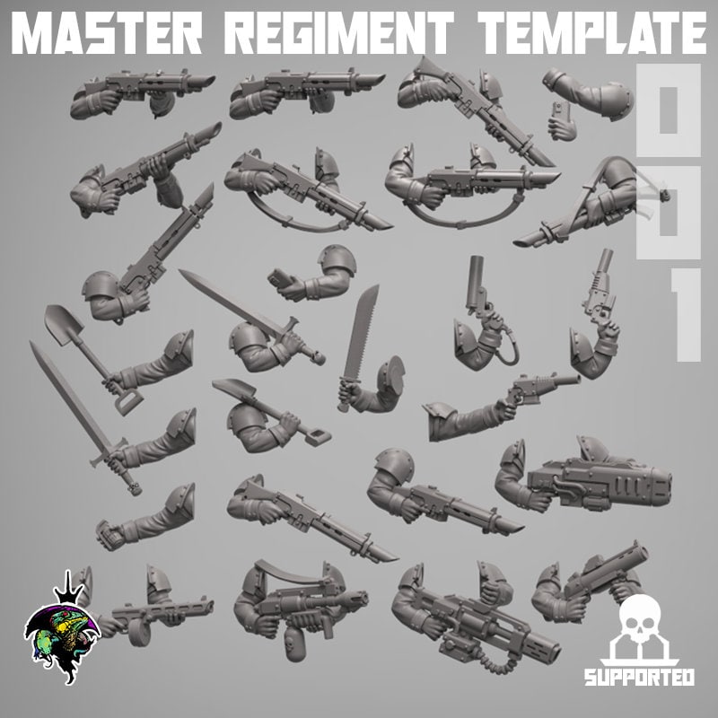 MODULAR Master Regiment Template, Modular Sci-Fi Wargames Space Guard Miniatures by Reptilian Overlords, Imperial guard infantry regiment