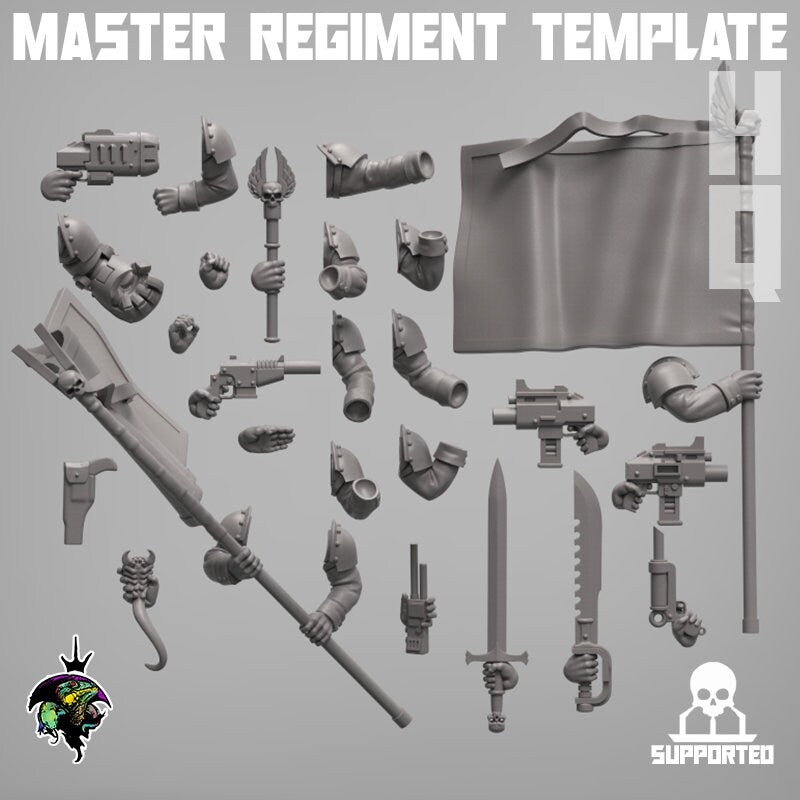MODULAR Command Squad Master Regiment Template Modular Set, Sci-Fi Wargames Space Guard Miniatures by Reptilian Overlords
