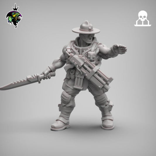 Sergeant Major Meatgrinder, Space Castellan Proxy, Space Guard Miniatures by Reptilian Overlords, Colonel Kilgore