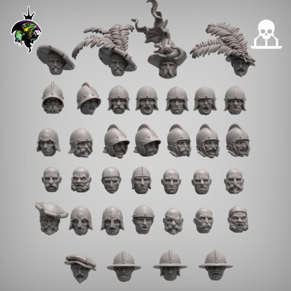 Modular Mercenary Bits, Weapon packs, Heads, Torsos and Legs. Fantasy Miniatures by Reptilian Overlords, perfect for Fantasy Wargames