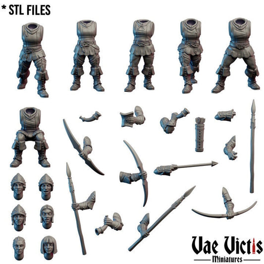 Modular Female Village Guard Miniatures, Bits and Weapon Conversions Fantasy by Vae Victis, perfect for Fantasy Wargames and Tabletop RPGs