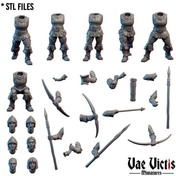 Modular Female Village Guard Miniatures, Bits and Weapon Conversions Fantasy by Vae Victis, perfect for Fantasy Wargames and Tabletop RPGs
