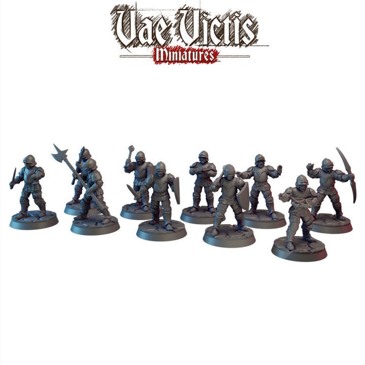 Modular Armored Guard Miniatures, Bits and Weapon Conversions Fantasy by Vae Victis, perfect for Fantasy Wargames and Tabletop RPGs