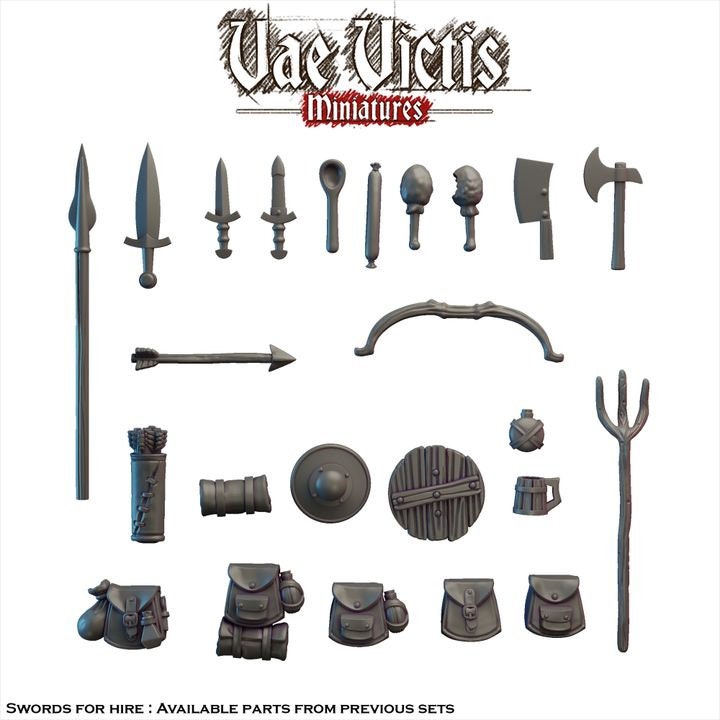 Modular Halfling Landsknecht Miniatures, Bits and Weapon Conversions Fantasy by Vae Victis, perfect for Fantasy Wargames and Tabletop RPGs