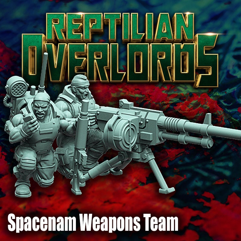 Spacenam Heavy Weapons Team, Sci-Fi Wargames Miniatures by Reptilian Overlords, Space Guard Heavy Weapons Squad