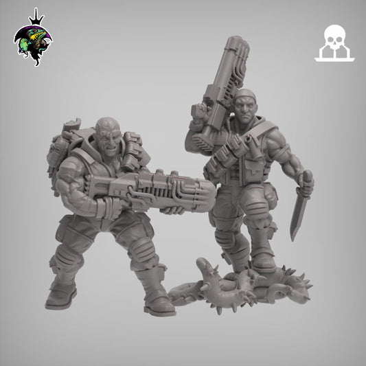 Spacenam Plasrifle Team, Sci-Fi Wargames Miniatures by Reptilian Overlords,  Space guard infantry regiment