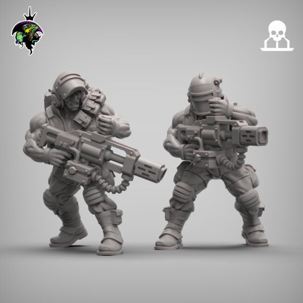 Spacenam Spacewelder Team, Sci-Fi Wargames Melta Gun Miniatures by Reptilian Overlords, Imperial guard infantry regiment