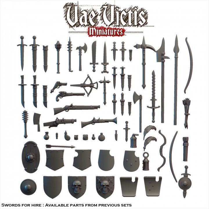 Modular Mercenary Miniatures, Bits and Weapon Conversions Fantasy by Vae Victis, perfect for Fantasy Wargames and Tabletop RPGs
