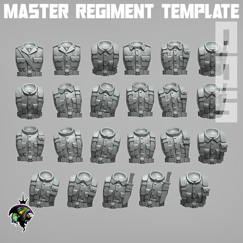 Guardsmen Torso set, Modular Guardsmen Miniatures by Reptilian Overlords, Sci-Fi Wargames Bits