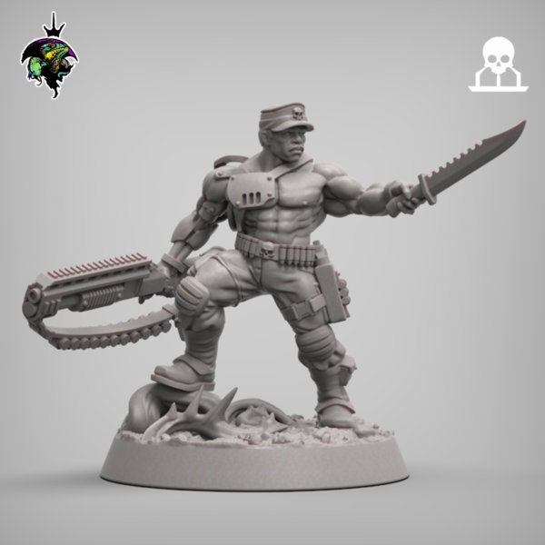 Col Apollo ‘Iron Man’ Proximal, Iron Hand Colonel Proxy, Sci-Fi Wargames Miniatures by Reptilian Overlords