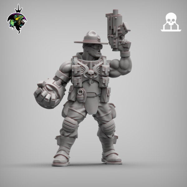 Sergeant Major Meatgrinder, Space Castellan Proxy, Space Guard Miniatures by Reptilian Overlords, Colonel Kilgore