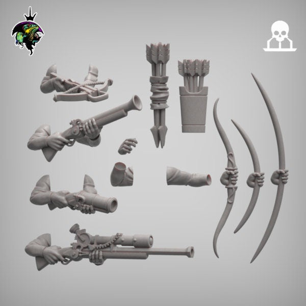 Modular Mercenary Bits, Weapon packs, Heads, Torsos and Legs. Fantasy Miniatures by Reptilian Overlords, perfect for Fantasy Wargames
