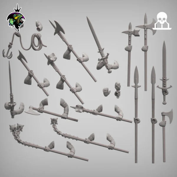 Modular Mercenary Bits, Weapon packs, Heads, Torsos and Legs. Fantasy Miniatures by Reptilian Overlords, Fantasy Wargames and Tabletop RPGs