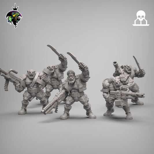 Space Ogres, Monstrous Sci-Fi Ogre Squad , Sci-Fi Wargames Miniatures by Reptilian Overlords