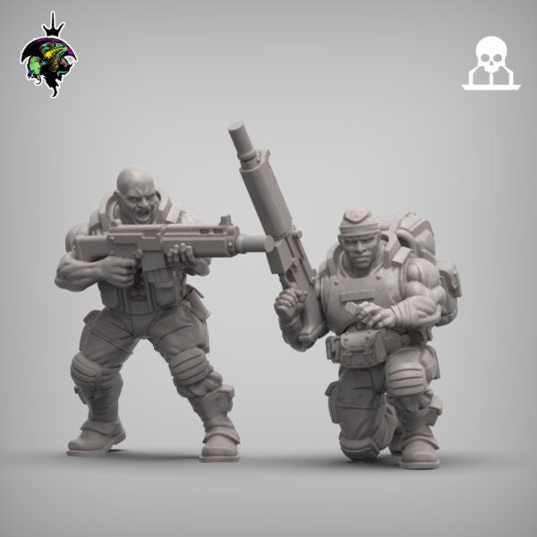 Spacenam 2.0, Sci-Fi Jungle fighter Miniatures by Reptilian Overlords, infantry regiment for Wargaming