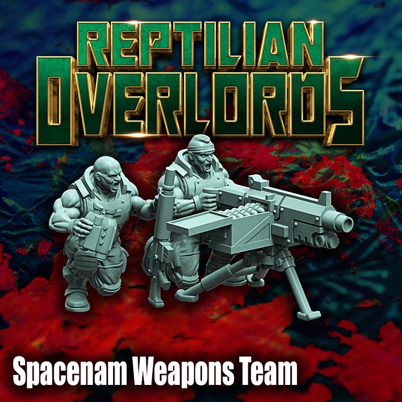 Spacenam Heavy Weapons Team, Sci-Fi Wargames Miniatures by Reptilian Overlords, Space Guard Heavy Weapons Squad