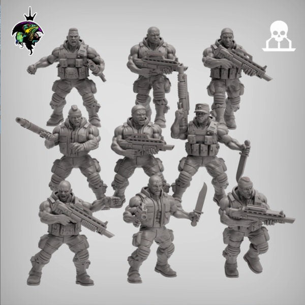 Spacenam 1.0, Sci-Fi Jungle Fighter Miniatures by Reptilian Overlords, Guard infantry regiment