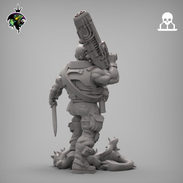 Spacenam Plasrifle Team, Sci-Fi Wargames Miniatures by Reptilian Overlords, Space guard infantry regiment