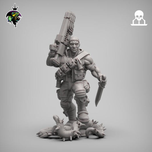 Spacenam Plasrifle Team, Sci-Fi Wargames Miniatures by Reptilian Overlords, Space guard infantry regiment