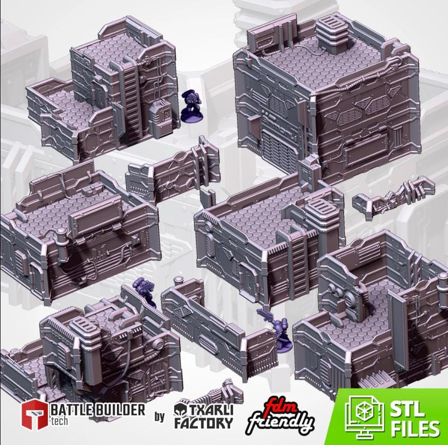 Sci-Fi City Txarli Factory Imperial Building modular Cityscape Set, Perfect for Tabletop Wargames