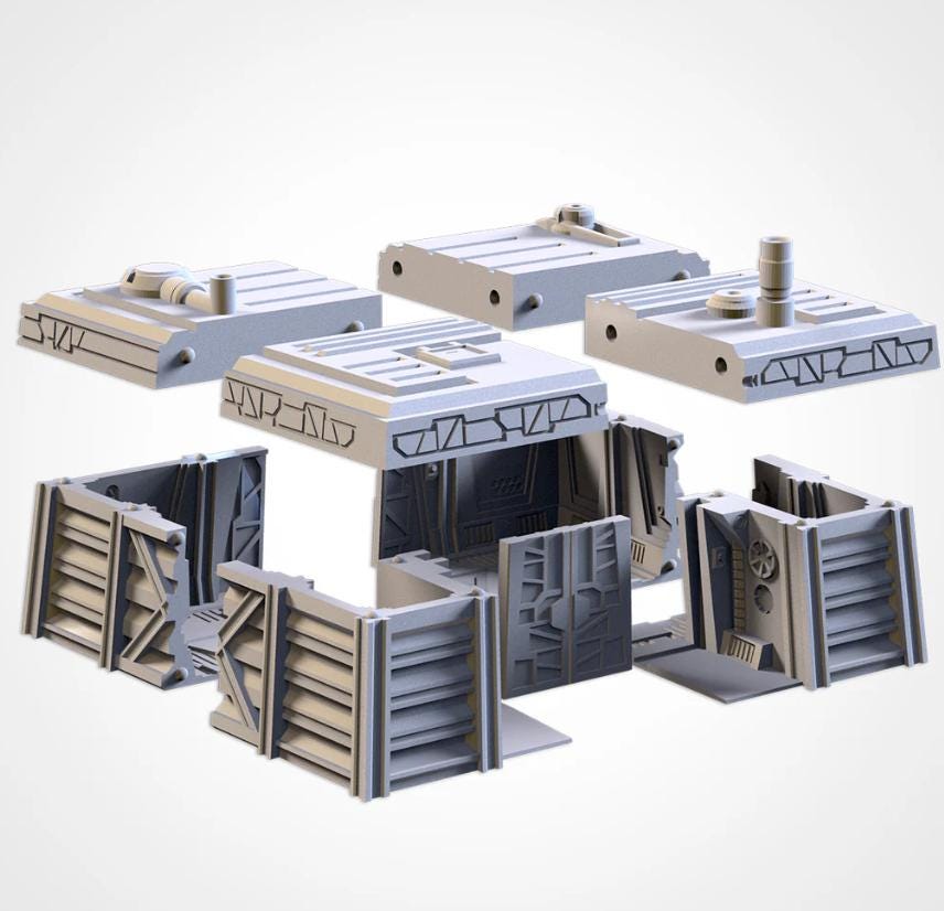 Modular Defense Bunkers Txarli Factory Imperial Building modular Cityscape Set, Perfect for Tabletop Wargames