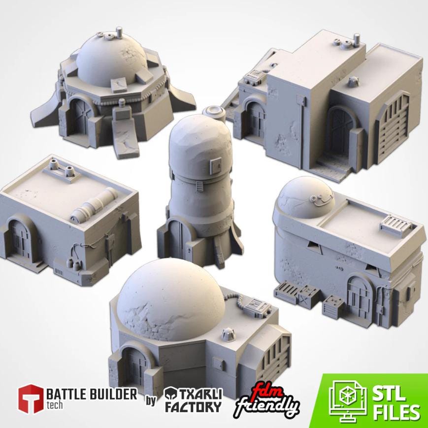 Sci-Fi Desert City Txarli Factory Imperial Building modular Cityscape Set, Perfect for Tabletop Wargames