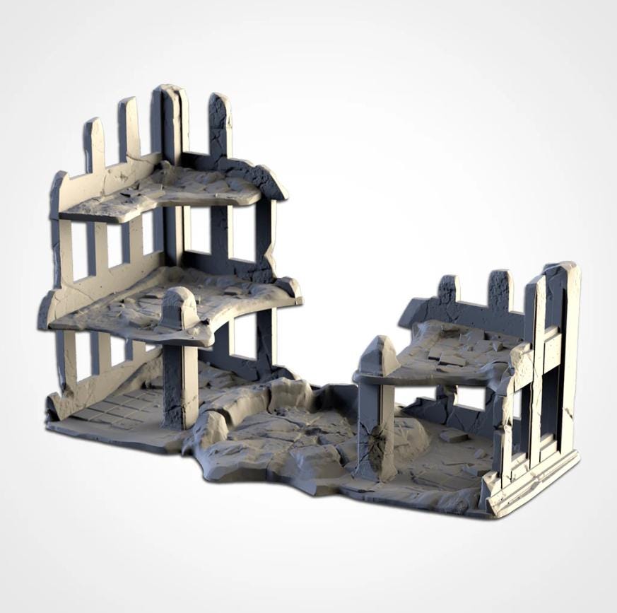 Modular CITY RUINS set Txarli Factory Ruined Building Terrain Cityscape Set, Perfect for Tabletop Wargames