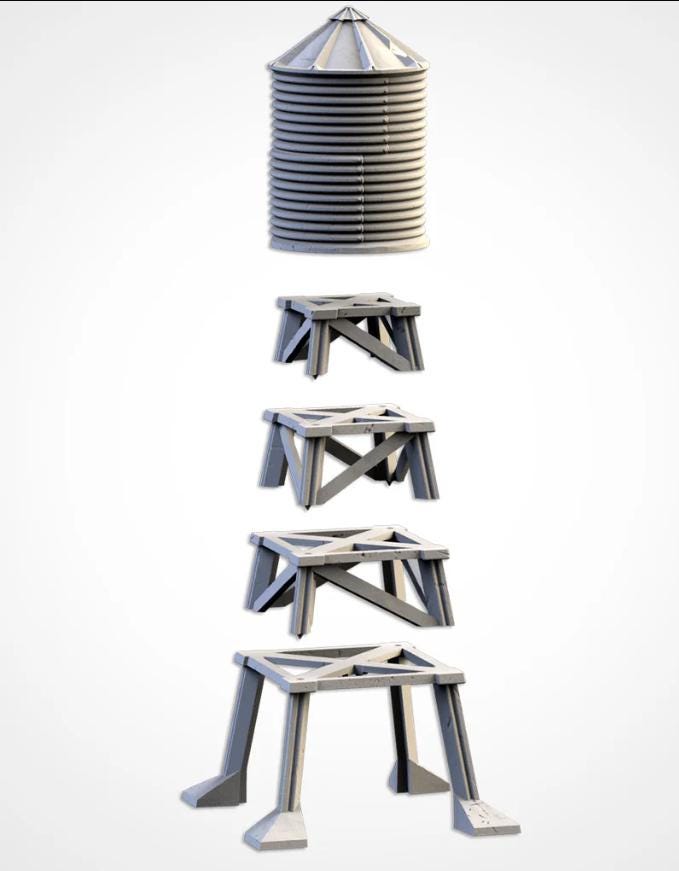 Modular Silos and Storage Tanks Ork Txarli Factory Imperial Building modular Cityscape Set, Perfect for Tabletop Wargames