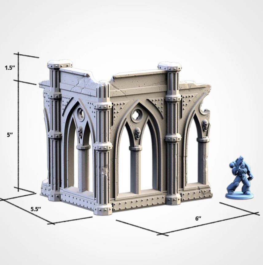 Modular CATHEDRAL RUINS Txarli Factory Imperial Building Terrain Cityscape Set, Perfect for Tabletop Wargames