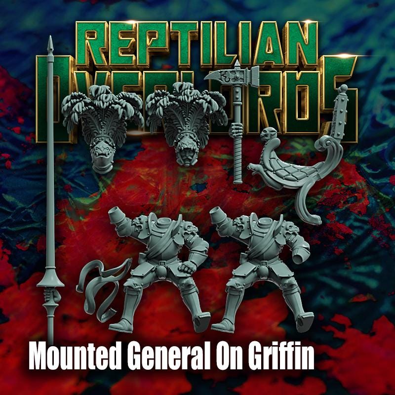 Mounted General on Griffin by Reptilian Overlords, Fantasy Wargames Empire Mounted General, Empire Elector Count