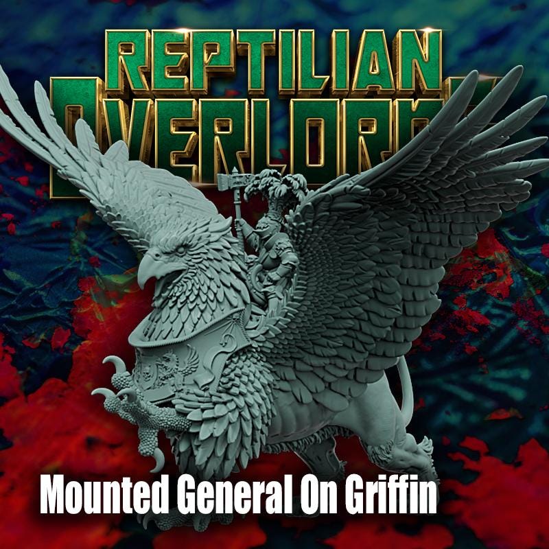 Mounted General on Griffin by Reptilian Overlords, Fantasy Wargames Empire Mounted General, Empire Elector Count