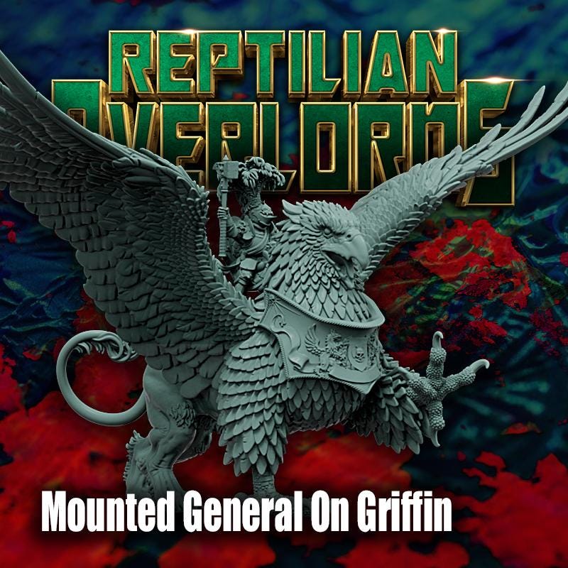 Mounted General on Griffin by Reptilian Overlords, Fantasy Wargames Empire Mounted General, Empire Elector Count