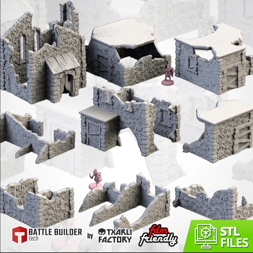 Modular ABANDONED TOWN Txarli Factory Terrain Cityscape Set, Perfect for Tabletop Wargames