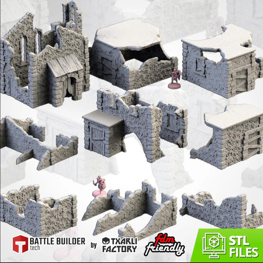 Modular ABANDONED TOWN Txarli Factory Terrain Cityscape Set, Perfect for Tabletop Wargames