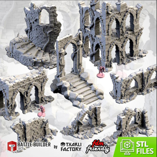 ABANDONED CITY RUINS Modular Wargaming Overgrown Ruins Terrain by Txarli Factory for Tabletop Wargames