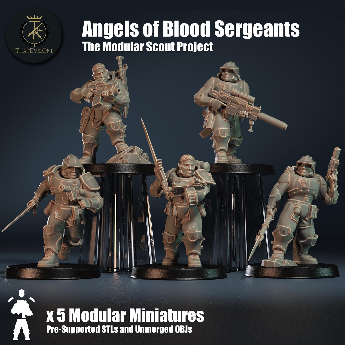 Scout "Angels of Blood" Sergeants, Modular Sci-Fi warriors by ThatEvilOne