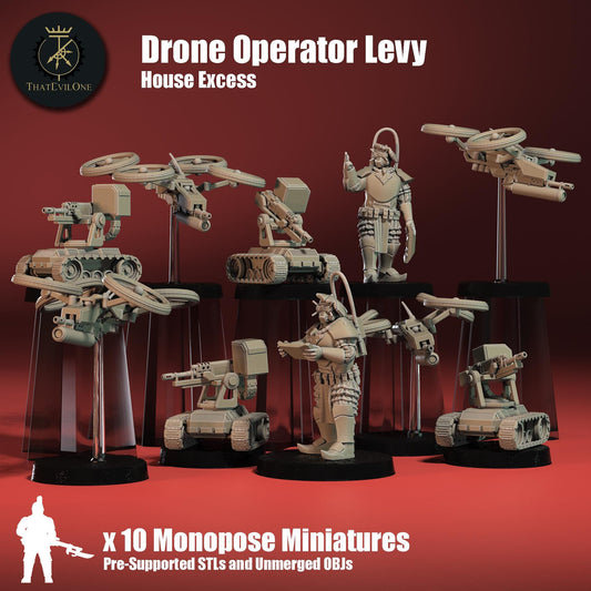 House Excess Drone Levy, Monopose Sci-Fi warriors by ThatEvilOne, Sci-Fi Wargames Proxy, Imperial Drone Operator Landsknecht Heresy Models