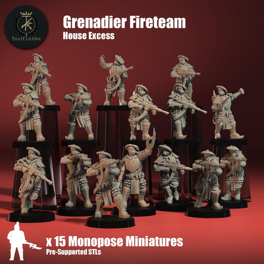 House Excess Grenadiers, Monopose Sci-Fi warriors by ThatEvilOne, Sci-Fi Wargames Proxy, Imperial heretic Auxillia Army