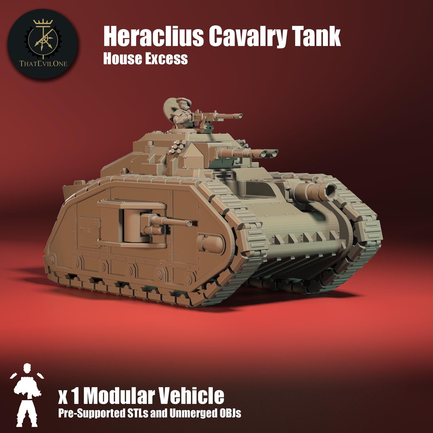 Heraclius Cavalry Tank, Modular Sci-Fi Vehicle by ThatEvilOne, Sci-Fi Wargames Proxy, Imperial heretic Auxillia Super Heavy Tank