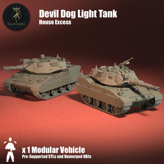 Devil Dog Light Tank, Modular Sci-Fi Vehicle by ThatEvilOne, Sci-Fi Wargames Proxy, Imperial heretic Auxillia Light Tank