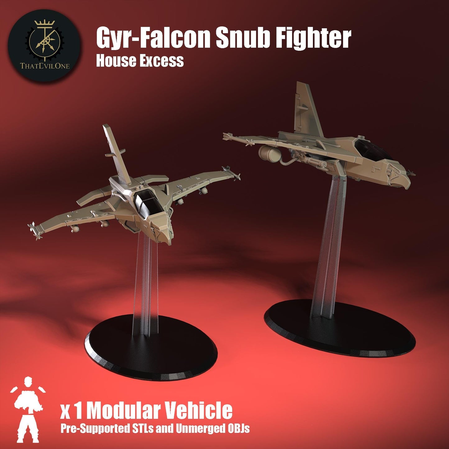 Gyr-Falcon Snub Fighter, Modular Sci-Fi Vehicle by ThatEvilOne, Sci-Fi Wargames Proxy, Imperial heretic Auxillia Navy Fighters
