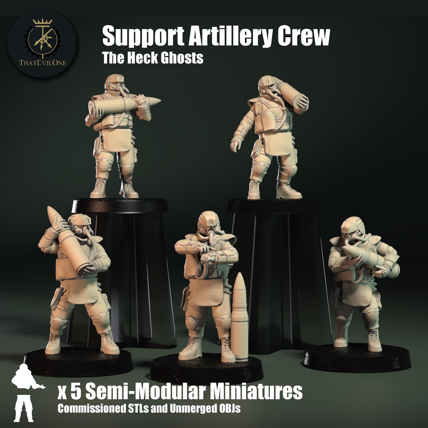 Support Artillery Crew, Semi-modular Sci-Fi warriors by ThatEvilOne, Sci-Fi Wargames Guard Proxy, Imperial Auxilia Army