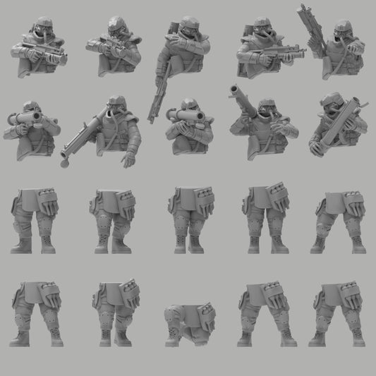 Heck Ghost Support Infantry w/ Rockets, Semi-modular Sci-Fi warriors by ThatEvilOne, Sci-Fi Wargames Guard Proxy, Imperial Auxilia Army