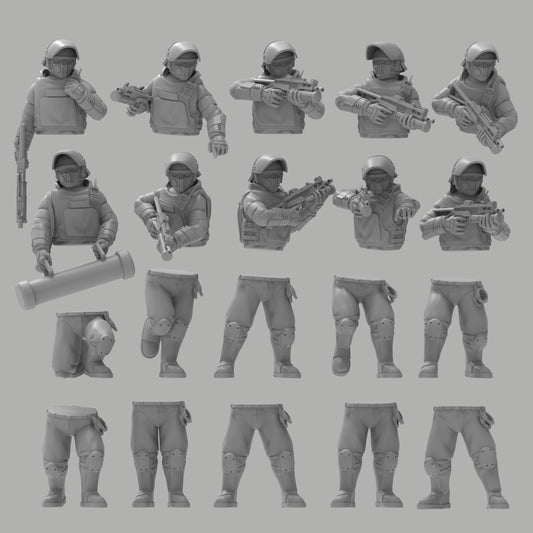 Heck Ghosts Security Officer w/ SMGs, Semi-modular Sci-Fi warriors by ThatEvilOne, Sci-Fi Wargames Guard Proxy, Imperial Auxillia Army