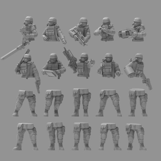 Heck Ghosts Heckgan Officers, Semi-modular Sci-Fi warriors by ThatEvilOne, Sci-Fi Wargames Guard Proxy, Imperial Auxilia Army