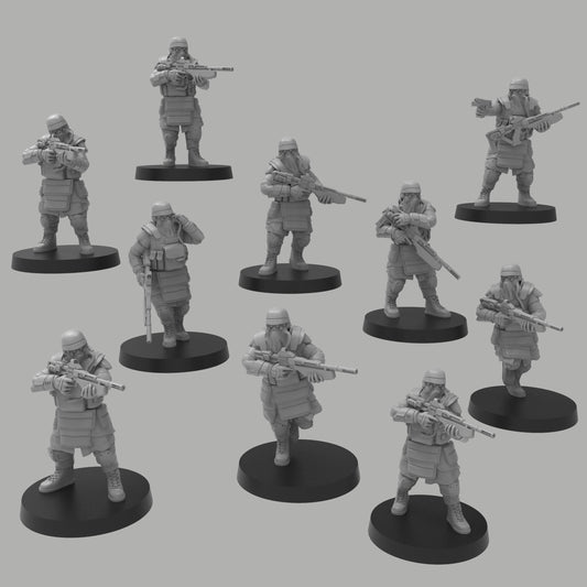 Heck Ghosts Grenadiers w/ Grenade Launchers, Semi-modular Sci-Fi warriors by ThatEvilOne, Sci-Fi Wargames Guard Proxy, Imperial Auxilia Army