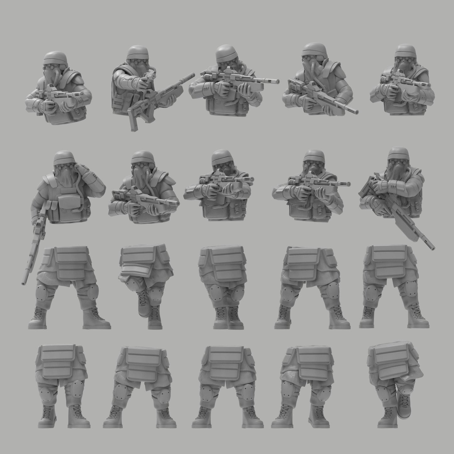 Heck Ghosts Grenadiers w/ Grenade Launchers, Semi-modular Sci-Fi warriors by ThatEvilOne, Sci-Fi Wargames Guard Proxy, Imperial Auxilia Army
